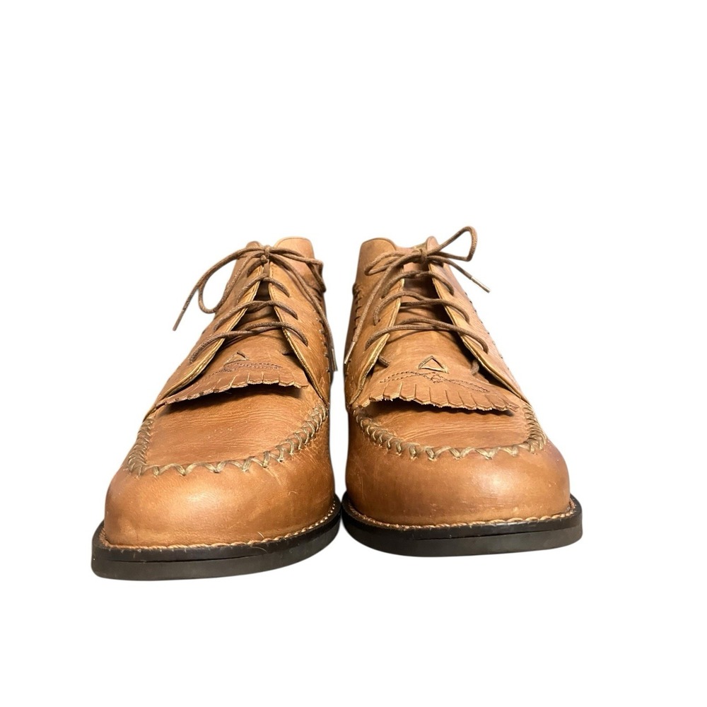 Ariat Leather Kiltie Festival Western Ankle Boots Made In Brazil Moc Toe‎ Tan 8 - Picture 7 of 16
